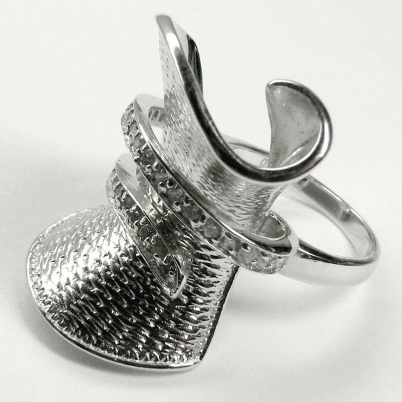 Unique Sterling silver swirl Ring sz 6 - Picture 5 of 12
